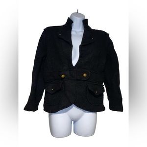 black vintage military style jacket with gold button